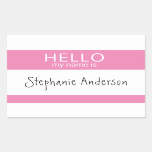 Rectangular Personalizado HOLA Mi Nombre Es Pegatina