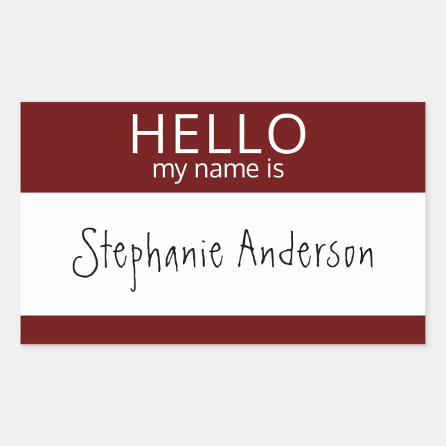Rectangular Personalizado HOLA Mi Nombre Es Pegatina (Anverso)