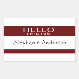 Rectangular Personalizado HOLA Mi Nombre Es Pegatina