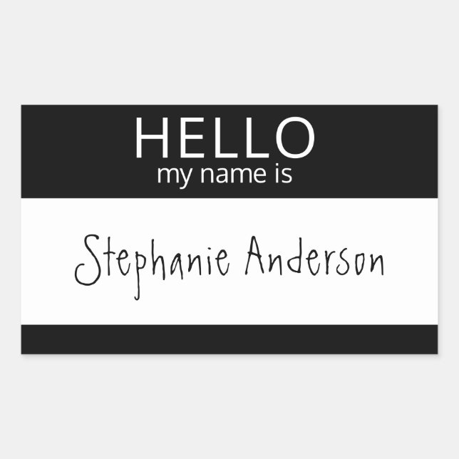 Rectangular Personalizado HOLA Mi Nombre Es Pegatina (Anverso)