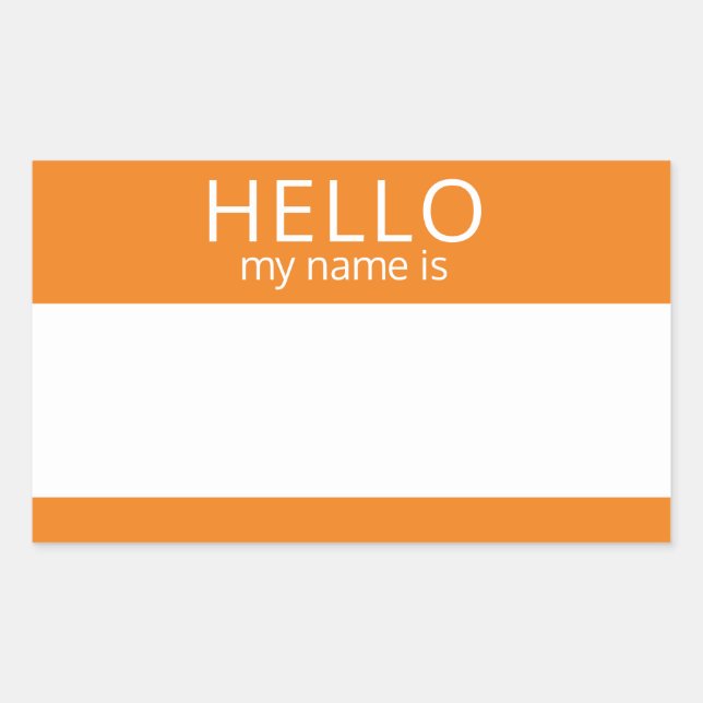 Rectangular Personalizado HOLA Mi Nombre Es Pegatina Badge Bla (Anverso)