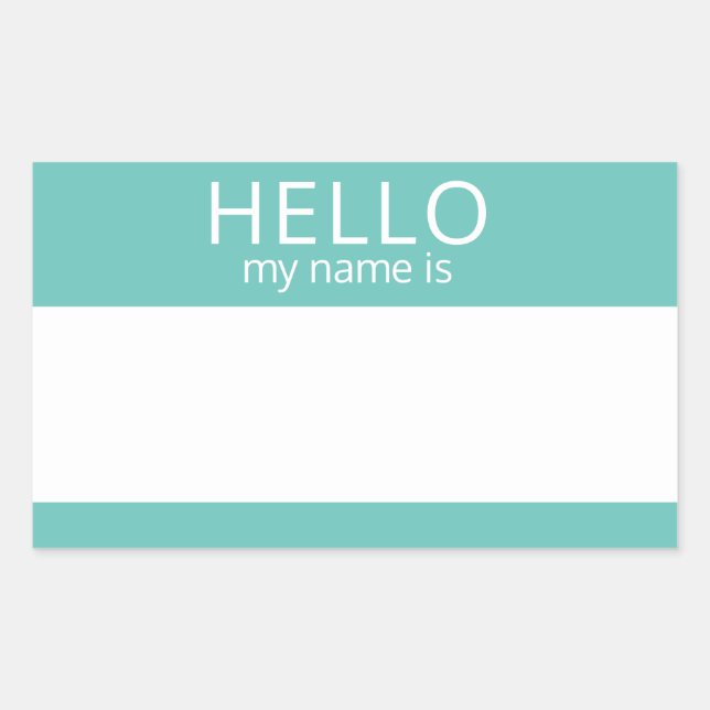 Rectangular Personalizado HOLA Mi Nombre Es Pegatina Badge Bla (Anverso)