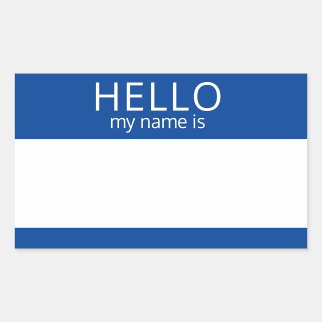 Rectangular Personalizado HOLA Mi Nombre Es Pegatina Badge Bla (Anverso)