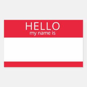 Rectangular Personalizado HOLA Mi Nombre Es Pegatina Badge Bla