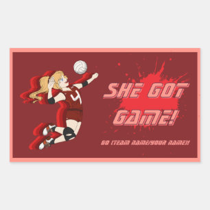 Rectangular Personalizado Pegatina de Voleibol Femenino