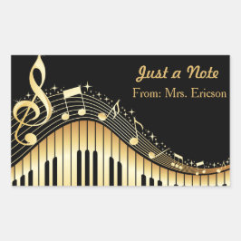 Rectangular Piano musical y Pegatina personalizada Treble Clef