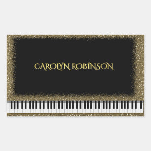Rectangular Piano Recital Gold Faux Purpurina Pegatina