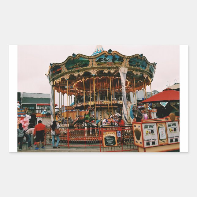 Rectangular Pier 39 San Francisco, Pegatina de Carrusel de Cal (Anverso)
