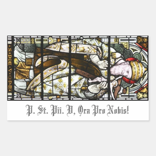 Rectangular Pius V pegatina (para veneración de las velas) (Anverso)