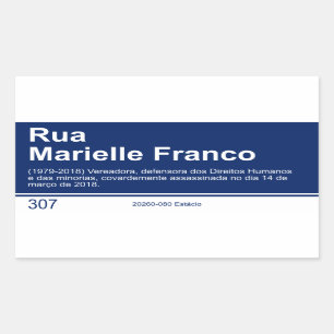 Rectangular Placa de calle Marielle Franco del pegatina
