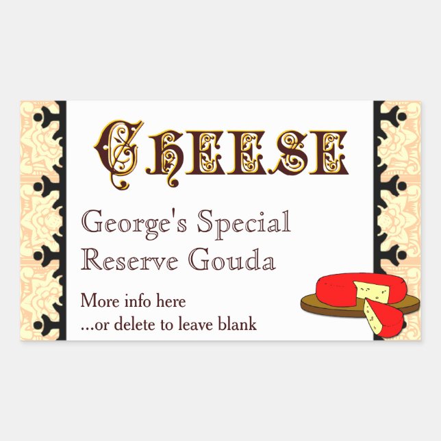 Rectangular Plantilla de Pegatina de queso casero personalizad (Anverso)