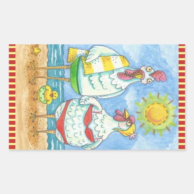 Rectangular POLLO DEL MAR, FUNNY PEGATINA Rectángulo *Hoja (Anverso)