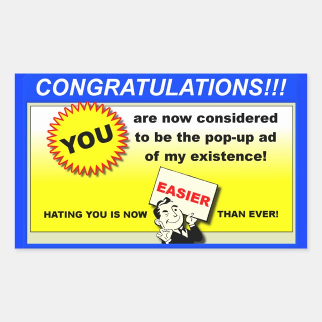 Rectangular Pop-Up De My Life Funny Pegatina (Anverso)