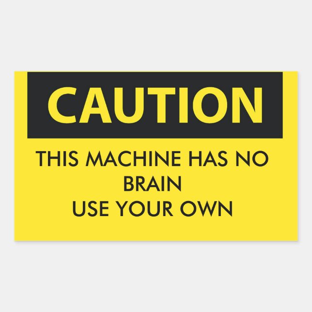 Rectangular PRECAUCIÓN: pegatina de trabajo divertido hardhat (Anverso)