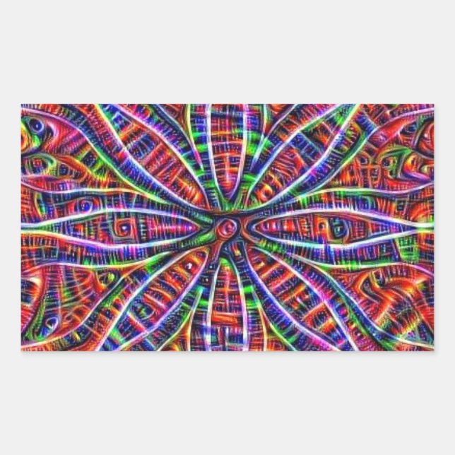 Rectangular Psychedelic Lotus Pegatina (Anverso)