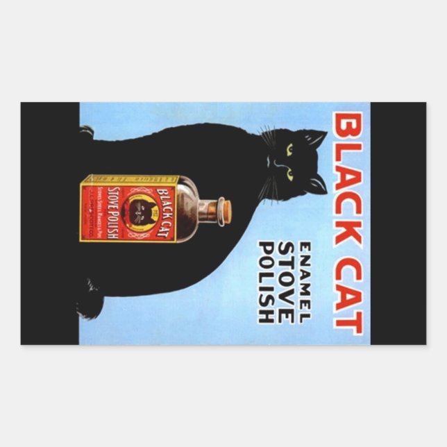 Rectangular Publicidad de época pegatina Gato negro Stove Pola (Anverso)