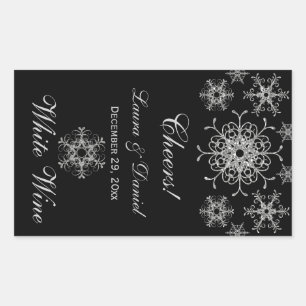 Rectangular Purpurina de plata negra Copos de nieve Pegatina d