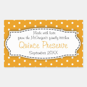 Rectangular Quince preservar la mermelada naranja pegatina de 