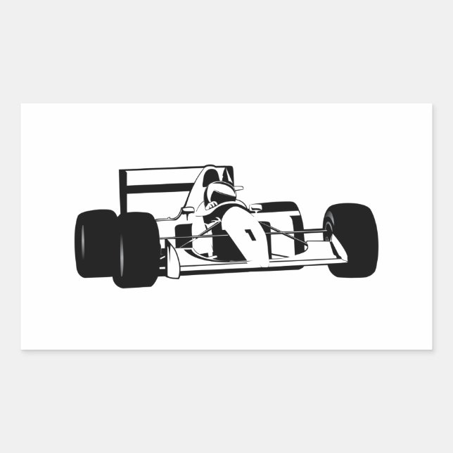 Rectangular Race Car Silhouette Pegatina cuadrado blanco y neg (Anverso)