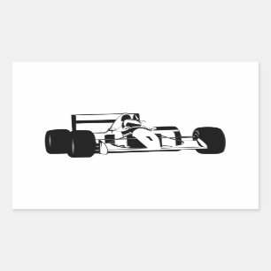 Rectangular Race Car Silhouette Pegatina cuadrado blanco y neg