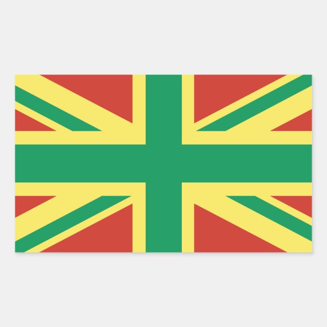 Rectangular Rasta Flag Pegatina del Reino Unido (Anverso)