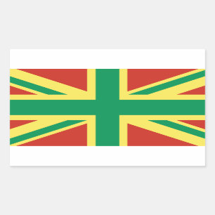 Rectangular Rasta Flag Pegatina del Reino Unido