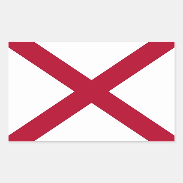 Rectangular Rectangle pegatina con Bandera de Alabama, EE.UU. (Anverso)
