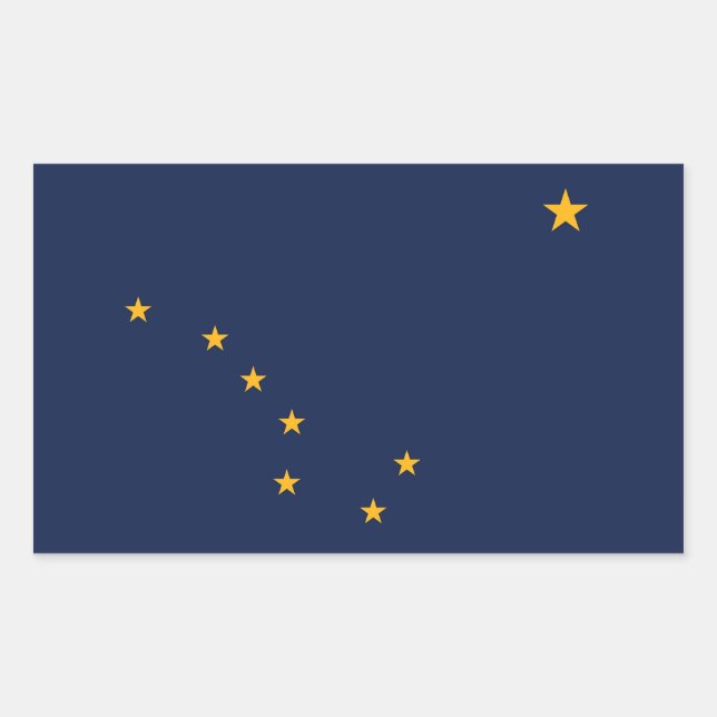 Rectangular Rectangle pegatina con Bandera de Alaska, EE.UU. (Anverso)