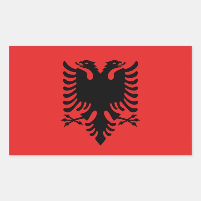 Rectangular Rectangle pegatina con bandera de Albania (Anverso)