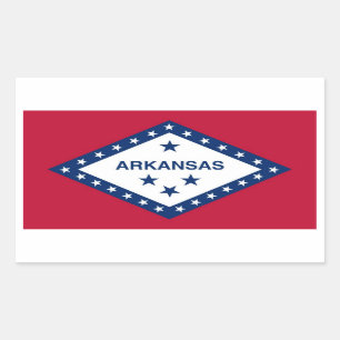 Rectangular Rectangle pegatina con Bandera de Arkansas, EE.UU.