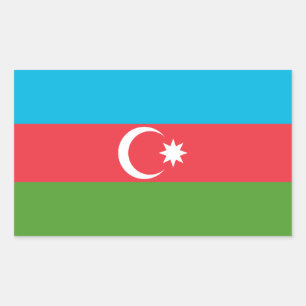 Rectangular Rectangle pegatina con bandera de Azerbaiyán