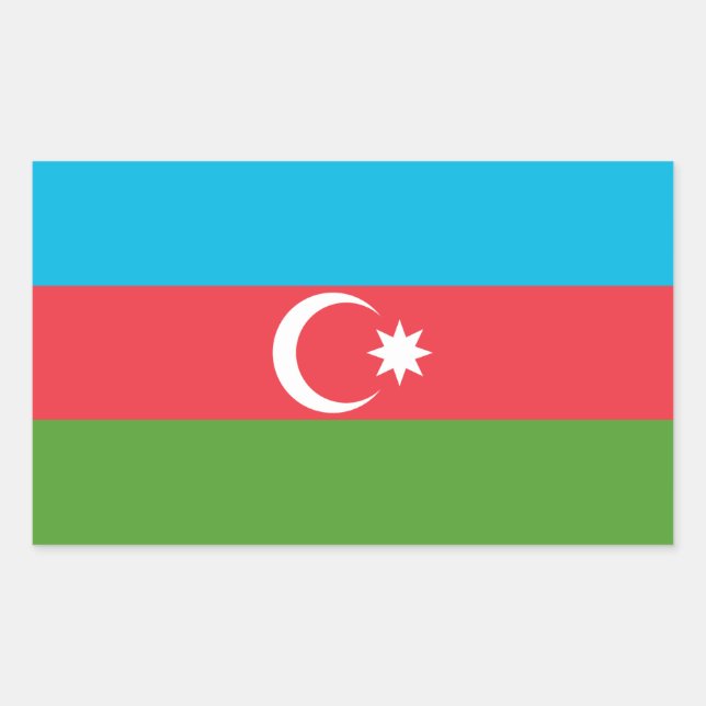 Rectangular Rectangle pegatina con bandera de Azerbaiyán (Anverso)