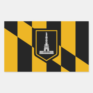 Rectangular Rectangle pegatina con Bandera de Baltimore, EE.UU