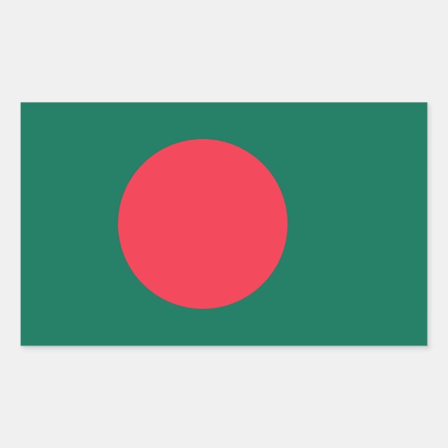 Rectangular Rectangle pegatina con bandera de Bangladesh (Anverso)