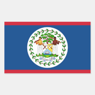 Rectangular Rectangle pegatina con bandera de Belice