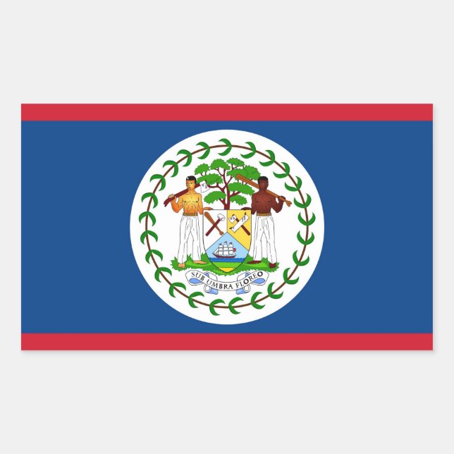 Rectangular Rectangle pegatina con bandera de Belice (Anverso)