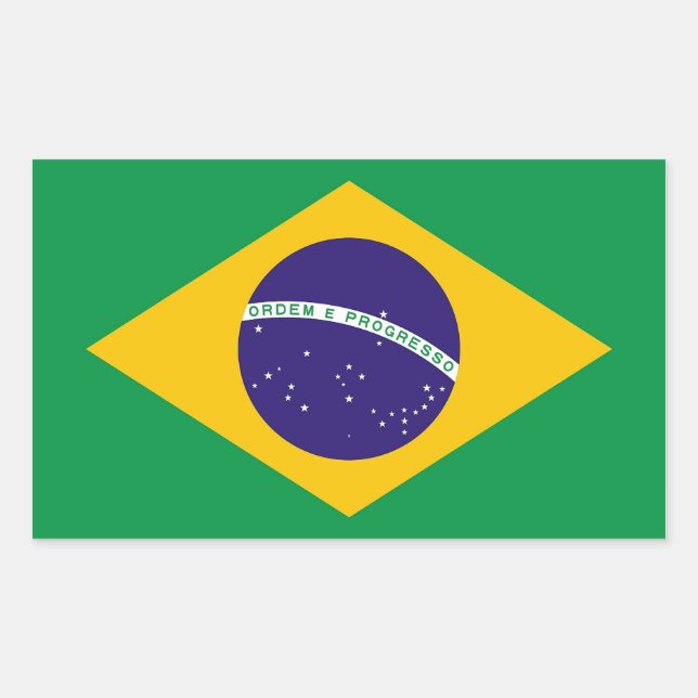 Rectangular Rectangle pegatina con bandera de Brasil (Anverso)