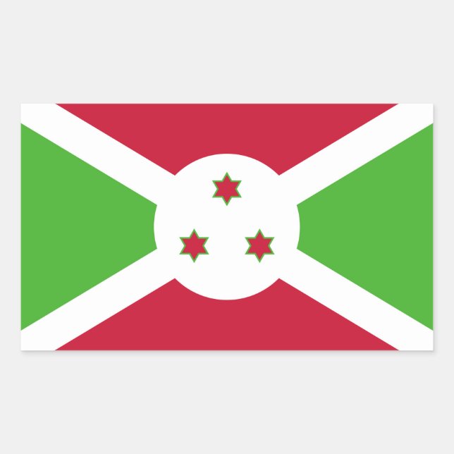 Rectangular Rectangle pegatina con bandera de Burundi (Anverso)