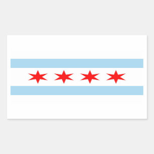 Rectangular Rectangle pegatina con Bandera de Chicago, EE.UU.