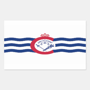 Rectangular Rectangle pegatina con Bandera de Cincinnati, EE.U