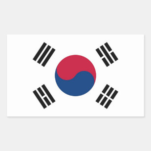 Rectangular Rectangle pegatina con bandera de Corea del Sur