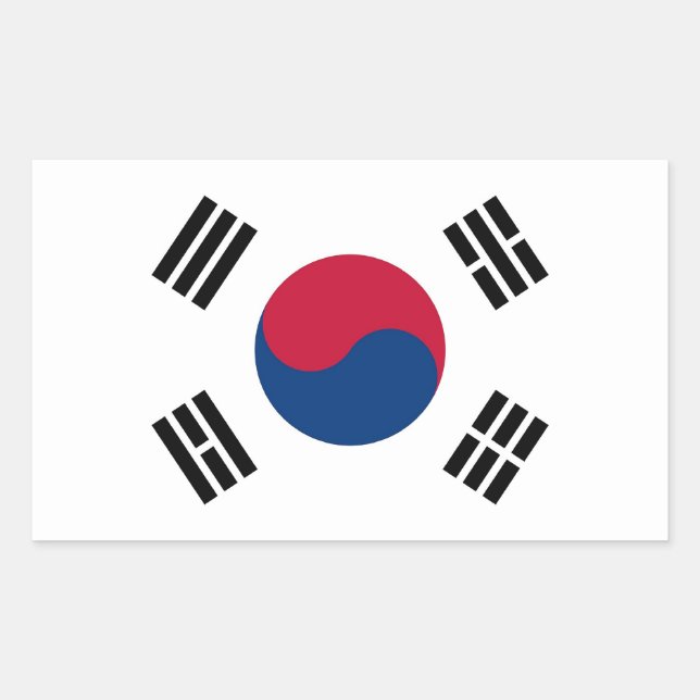 Rectangular Rectangle pegatina con bandera de Corea del Sur (Anverso)