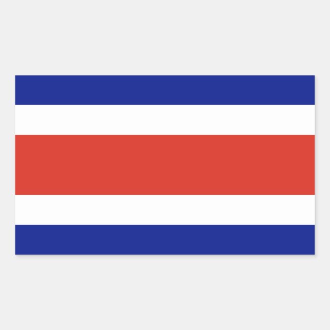 Rectangular Rectangle pegatina con bandera de Costa Rica (Anverso)