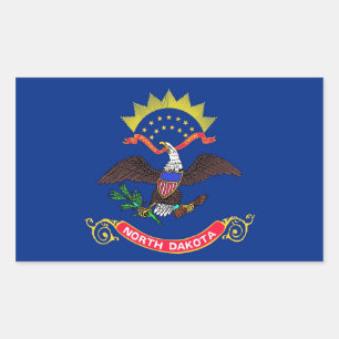 Rectangular Rectangle pegatina con bandera de Dakota del Norte
