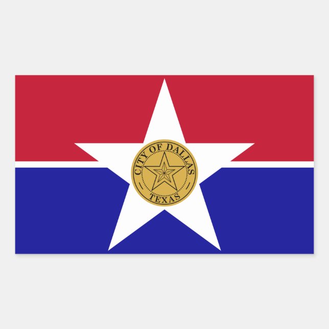 Rectangular Rectangle pegatina con bandera de Dallas (Anverso)