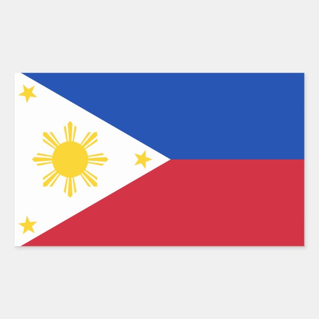Rectangular Rectangle pegatina con bandera de Filipinas (Anverso)