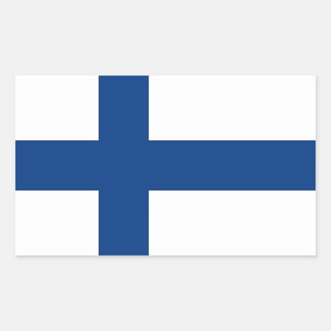 Rectangular Rectangle pegatina con bandera de Finlandia (Anverso)