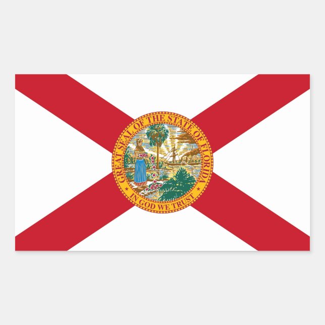 Rectangular Rectangle pegatina con Bandera de Florida, EE.UU. (Anverso)