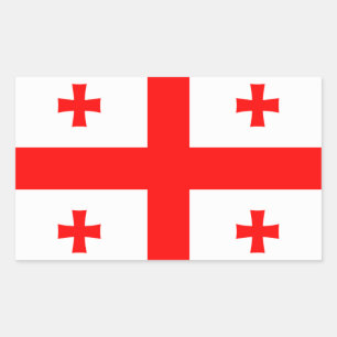 Rectangular Rectangle pegatina con bandera de Georgia