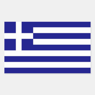 Rectangular Rectangle pegatina con bandera de Grecia